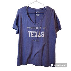 State of Mine Property of Texas Blue Short Sleeve Graphic T Tee Shirt Sz Large